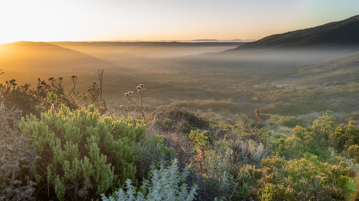 South African natural landscape with indigenous plants